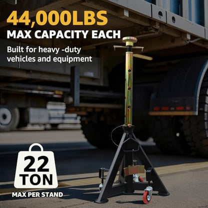 BESTOOL 16 Ton Heavy Duty Jack Stands – 35,000 lbs Rated Capacity, Adjustable 26" to 40.9", Rolling Design for Trucks, Trailers, Tractors & Heavy Equipment 1 Pack