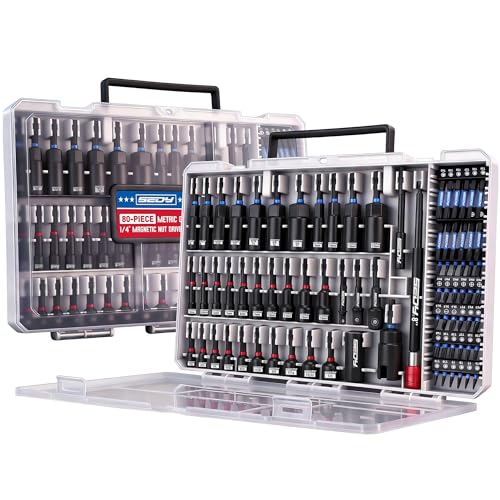 80-Piece Premium Magnetic Impact Nut Driver Set Metric & SAE with Socket Adapters, Bit Holder, Wing Nut Driver, Universal Sockets, Quick Release Extension, Power Bits - style: Multi-Use Kit