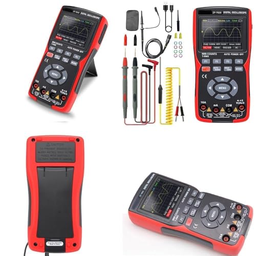 3-in-1 Handheld Digital Oscilloscope Multimeter with Signal Generator, Automatic Range, Battery Powered, Red, for Automotive and Electrical Diagnostics - color: Black