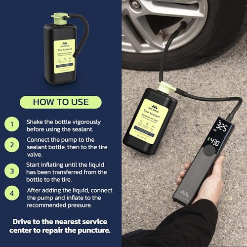 Woowind Tire Sealant Instant Flat Tire Repair Kit (15.22oz) – Seals Punctures Up to 0.236 Inch for Cars, Trucks & SUVs – TPMS Safe, All-Weather, Works with Most Inflators, Drive 125mi
