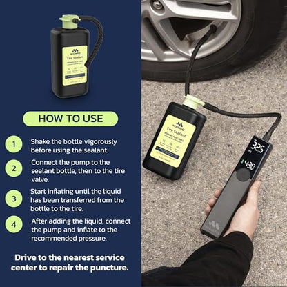 Woowind Tire Sealant Instant Flat Tire Repair Kit (15.22oz) – Seals Punctures Up to 0.236 Inch for Cars, Trucks & SUVs – TPMS Safe, All-Weather, Works with Most Inflators, Drive 125mi