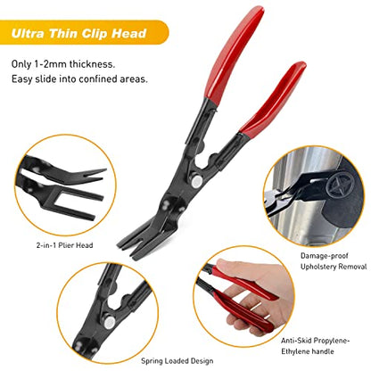 GOOACC 19Pcs Trim Removal Tool Set Panel Fastener Clips Removal Automotive Plastic Upholstery Pliers Removal Install Removal Car Tool with Storage Bag for Trim Panel Audio Clip Pliers Terminal - color: Red