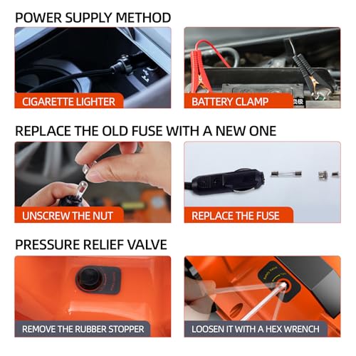 Car Jack Electric Hydraulic Jack Kit 5Ton 155-450mm Lift Inflator LED Light Impact Wrench 12V Portable Outdoor Home Emergency Tire Change Roadside Rescue Set for Sedan SUV MPV Truck - size: 5T-Rocker Switch-Jack+Pump+Light+Wrench