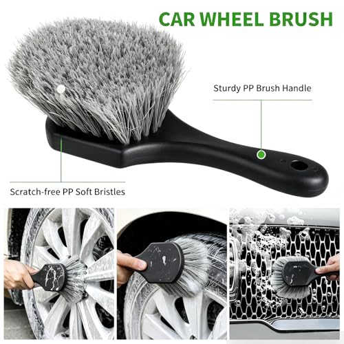 12Pcs Car Wash Kit, 62'' Car Wash Brush with Long Handle Microfiber Carwash Brush Mop Mitt Kit Car Car Washing Supplies Cleaning Kit for Cars RV SUV Truck Boat - color: Gray