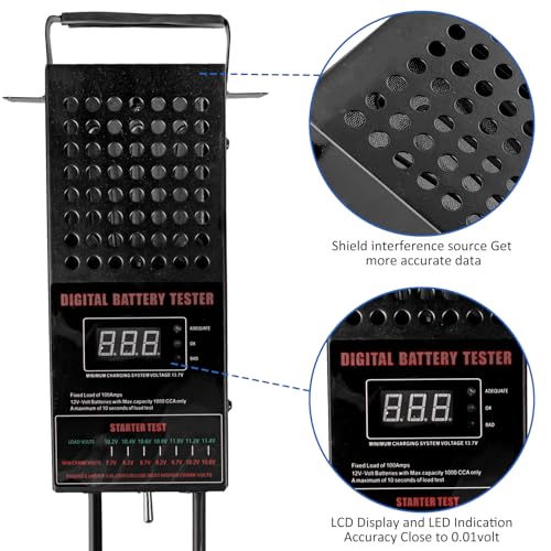 6/8/12/14/16/24V Battery Load Tester Automotive Battery Analyzer Car Battery Tester Voltmeter Tester with LCD Display,Cable Clamps - size: Light LCD