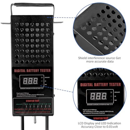 6/8/12/14/16/24V Battery Load Tester Automotive Battery Analyzer Car Battery Tester Voltmeter Tester with LCD Display,Cable Clamps - size: Light LCD