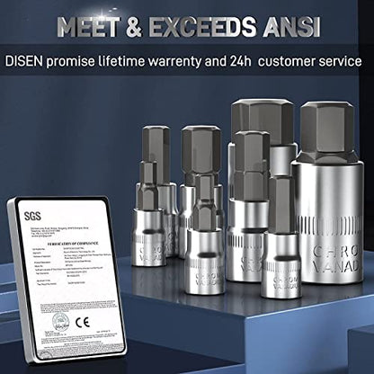 DISEN 32-Piece HEX Bit Socket Set | SAE & Metric Allen Wrench Socket Set with Enhanced Storage Case, Premium Heat Treated Chrome Vanadium Steel & S2 Alloy Steel - style: Hex Bit Socket Set