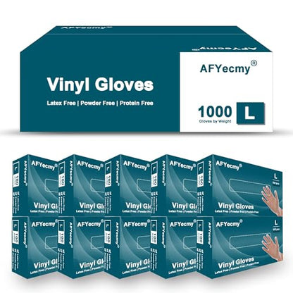 Clear Vinyl Gloves, Powder-Free & Latex-Free, Disposable Cleaning Gloves, 5 Mil, 1000 Count, Large - size: Large, style: 5mil Box of 1000