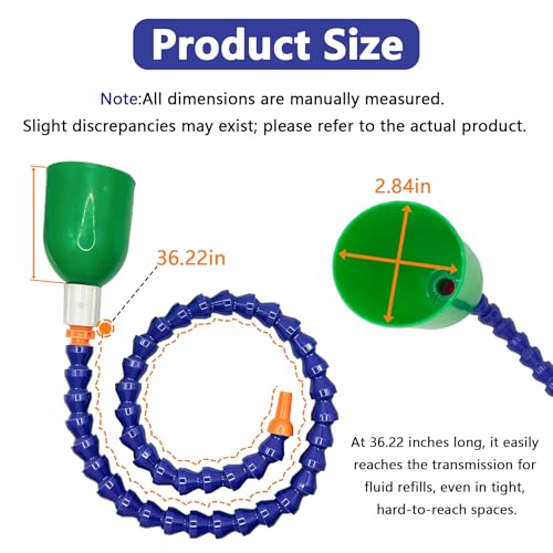 36" Bendable Long Funnel Flexible Funnel for Engine Oil Transmission Fluid | bendable hose funnel with wide spill-proof mouth, oil-resistant plastic for car engine oil, coolant & transmission fluid