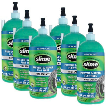 Slime 10009-6PK Flat Tire Puncture Repair Sealant, Prevent and Repair, All Off-Highway Tubeless Tires, 6 x 32 oz Bottles - size: 32oz - 6 pack