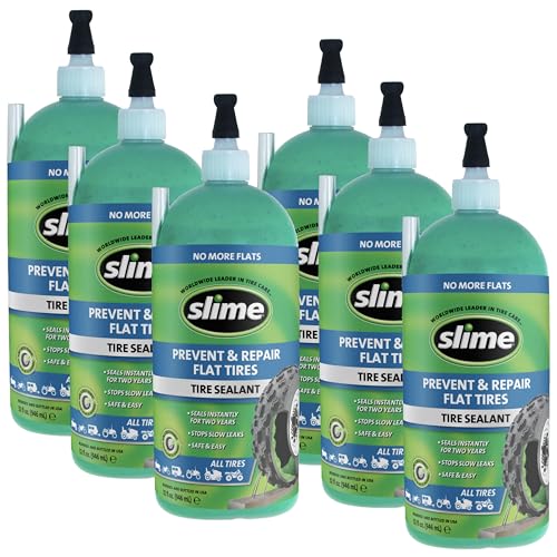 Slime 10009-6PK Flat Tire Puncture Repair Sealant, Prevent and Repair, All Off-Highway Tubeless Tires, 6 x 32 oz Bottles - size: 32oz - 6 pack