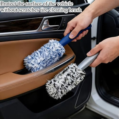 Car Wheel Cleaning Brush, Microfiber Wheel Rim Brush for Car Detailing, No Scratch Wheel Cleaner Brush with Comfortable Grip, for Cleaning Wheels, Rims, Tires, and Car Interior