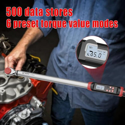 VANPO Digital Torque Wrench 1/2-Inch Drive for Automotive, 12.5-250.8 ft-lb | 17-340Nm, Electronic Torque Wrench with Buzzer & LED Indicator, Accurate to ±2%, for Agricultural & Tractor - size: 12.5-250.8 ft-lbs/17-340Nm