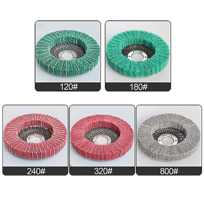 FPPO 5Pcs 4.5" x 7/8" Nylon Fiber Flap Disc Polishing Grinding Wheel,Scouring pad Buffing Wheel for Angle Grinder, Polishing Tools (Grit 120) - style: grit 120