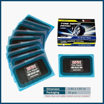 PAX Upgraded Radial Tire Repair Patches 75x50mm (10 Pack), 2-Layer Super Strong Nylon Fabric Heavy-Duty Puncture Fix for Truck & Car (Rubber Cement Required) - size: 75x50mm