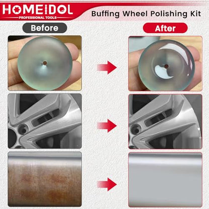 103PCS Buffing Wheel for Dremel Polishing Kit, HOMEIDOL 1/8" Shank Polishing Wheel for Dremel Tool Accessories, Abrasive Wheel Buffing Wire Brush Woolen Brush Rotary Polish Bits - style: 103PCS Buffing Wheels