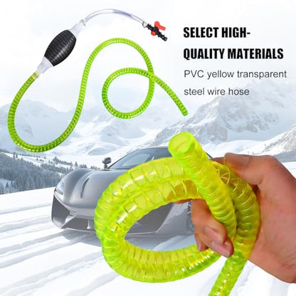 Car Gasoline Siphon Hose Pump, High-Flow Portable Vehicle Hand Oil Gas Fuel Transfer Pump, Manual Auto Fuel Transfer Siphon Accessories for Water Petrol Diesel, Universal for Vehicle (3.28FT)
