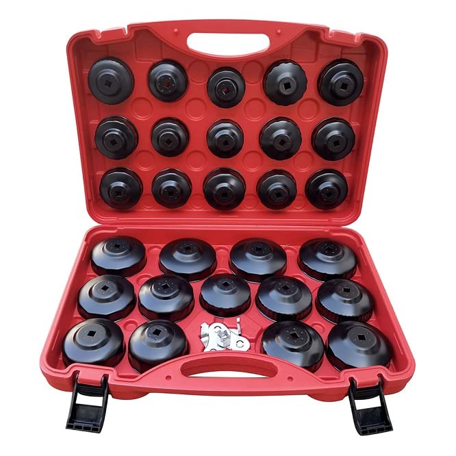 30 Pcs Oil Filter Wrench Set, Steel Oil Filter Socket Set, 3/8" Drive Oil Filter Removal Tool Kit, Oil Filter Socket Set - style: 30pcs