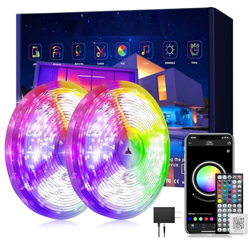 Ledagic LED Strip Lights 150ft (2 * 75FT) for Bedroom - Music Sync Color Changing With Remote and App Control - RGB Cuttable Tape for Home Decor Gaming Accessories - size: 150ft