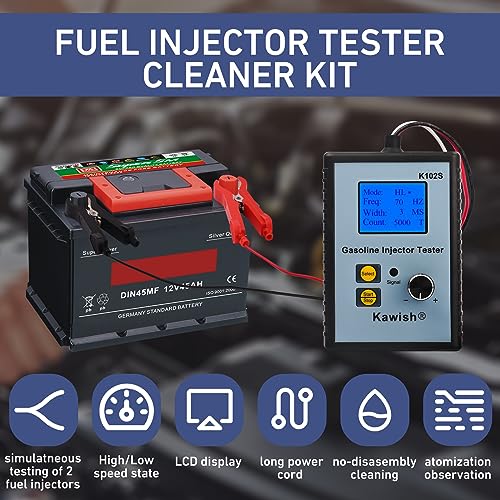 Fuel Injector Tester and Cleaner, Professional K102S Fuel Injector Tester, Automotive Gasoline Injector Testers DC12V 1~50 Hz Diagnostic Tool - color: Blue-102s