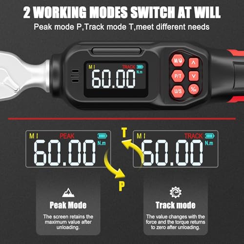 VANPO Spark Plug Socket Set with Digital Torque Wrench 3/8, 2.2-44.2 ft.lb | 3-60 N.m, ±2% Accuracy, Spark Plug Wrench with LED Buzzer Alert, Ideal for Motorcycle & Engine Repair - size: 3/8-Inch (2.21-44.25 ft.lb/3-60 N.m)