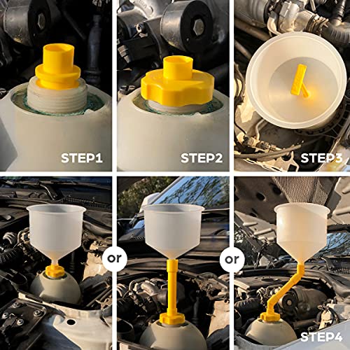 Thorstone No-Spill Coolant Funnel Kit, 16-Piece Universal Spill-Free Radiator Coolant Filling Funnel with Adapters