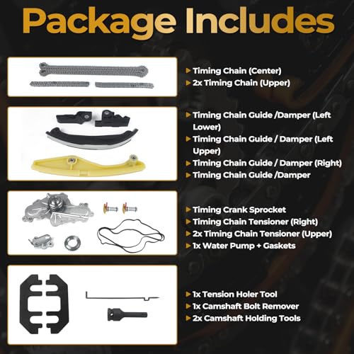 BL3Z-6268-A Timing Chain Kit with Water Pump & Tool kit Compatible with 2011-2019 Ford Explorer/Edge/Taurus/Mustang/Flex 3.5L 3.7L V6 Camshaft Holding and Timing Alignment Tools