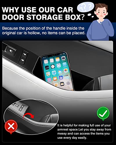 Autorder Door Side Storage Box for 2021-2025 Nissan Rogue Accessories Door Organizer Handle Pocket Insert Tray Copilot Armrest Phone Container with Black Mat(Note:Just Fit Copilot Passenger Seat Only)