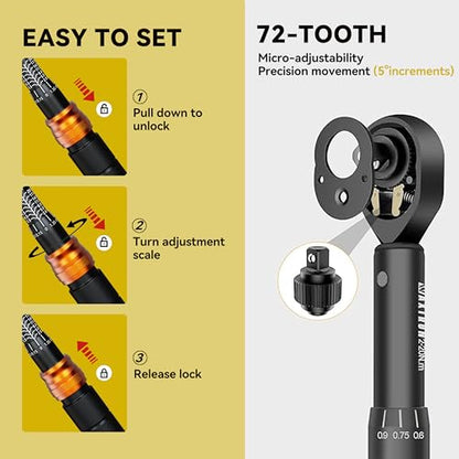 Bike Torque Wrench Set, 2-20 Nm, 35-Piece Kit with 1/4" Drive Click Ratchet Wrench and Bits