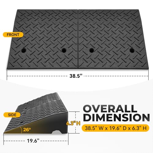 Auto Dynasty Rubber Curb Ramps, 6.3" Lift Height Curbside Driveway Ramp, 4410 LBS/2T Capacity Sidewalk Curb Ramp for Cars Trucks Bikes Motorcycles Wheelchairs, 2 Pack - size: 6.3" Rise