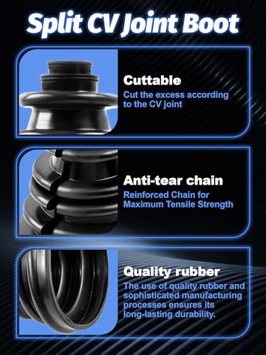 CVS18 CV Boot Split for 128mm tall wear-Resistant CV Boot | Fit Shaft Size 22-28mm Constant Velocity Joint Gaiter Boot Replacement Kit Includes 2 CV Boot Clamp, Black - size: CVS18 CV Boot
