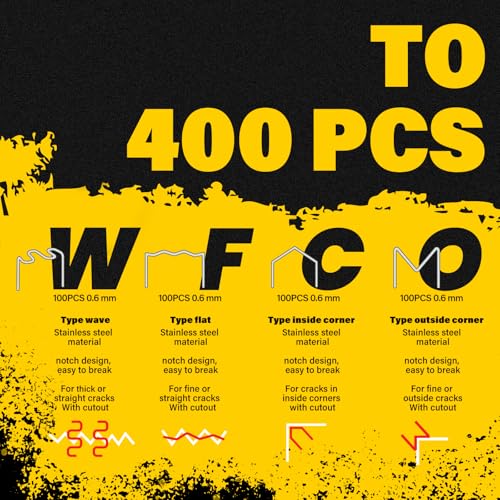 Allturn Plastic Welder 2-in-1 Car Bumper Repair Kit,YELLOW | Carry Case, 75 PCS Welding Rods, 400 PCS Staples - color: Yellow