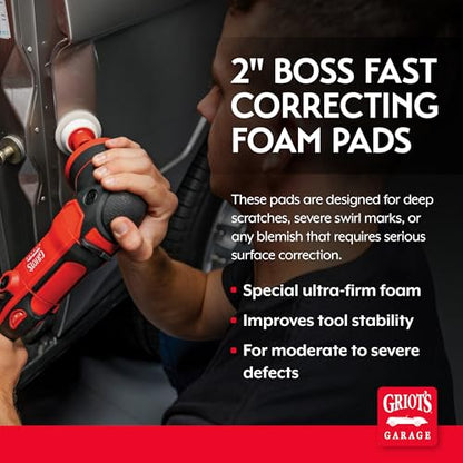 Griot's Garage BOSS 2" Fast Correcting Foam Pads for Car Polishing and Detailing, Buffing Pads for Moderate to Severe Scratch Removal, Set of 4 - size: 2 Inch Pads (Set of 4)