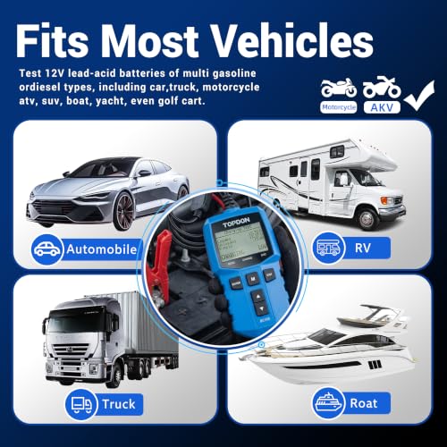 TOPDON Car Battery Tester 12V Automotive, BC100 Alternator Diagnostic Tool | 100-2000 CCA Load Tester,2026 New 3 in 1 Charging & Cranking Analyzer for Car Truck Motorcycle ATV SUV Boat Yacht and More