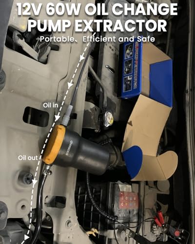 SIXIWANZI 12V 60W Oil Extractor Pump, Oil Extractor for Boat, Motorcycle, Car and lawn Equipment