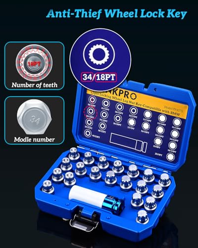 Wheel Lock Removal Kit Compatible with BMW,21Pieces Wheel Lock Key | Wheel Lock key Master Set for Removing Locking Lug Nuts and Anti-Theft Wheel Nuts