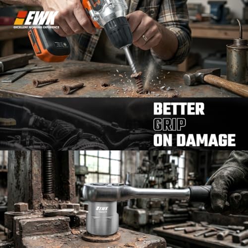 EWK 26-Piece Screw and Bolt Extractor Set, Spiral Screw Extractors, Twist Drill Bits, and Bolt Extractor Sockets for Stripped Screws, Broken Bolts, Rusted Fasteners, and Damaged Hex Heads - style: 26 Pcs Screw Extractor & Drill Bit Sets