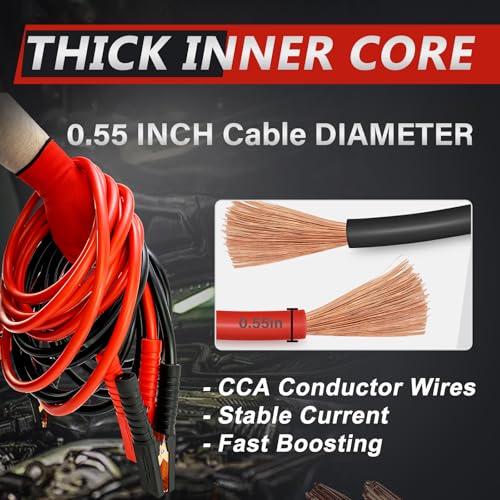 0 Gauge 30FT Jumper Cables, Commercial Grade Automotive Booster Cables for Jump Starting Dead or Weak Batteries, Heavy Duty Booster Cable for Car Van Truck,With Storage Bag & Gloves - size: 0 Gauge - 30FT