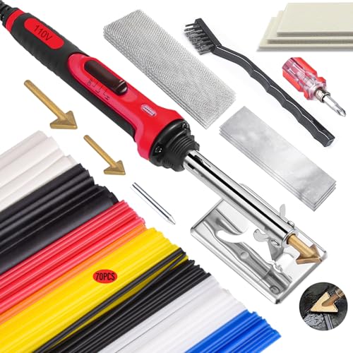 150W Plastic Welder Kit, 3-Speed Temperature Control Plastic Welding Kit, Professional Plastic Weld Tool With 70pcs Welding Rods,3Tips,Portable Plastic Repair Kit For Car Bumper,Kayak Repairs (Red) | Plastic Weld With 3 Tips, 70pcs Rods, Portable Bumper R