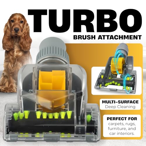 Household Cleaning Kit Vacuum Cleaner Accessories & Air Driven Pet Upholstery Turbo Brush Vacuums Nozzle Tool Pet Attachment Swivel Head with 35mm to 32mm Vacuum Attachment Adapter for Shark Miele