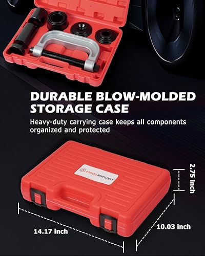 DAYUAN Ball Joint Press & U Joint Removal Tool Kit, Red Case | 4-in-1 Ball Joint & Brake Anchor Pin Tool, Removes & Installs Ball Joints and Anchor Pins, 2WD & 4WD Vehicles, Forged Steel - color: Red