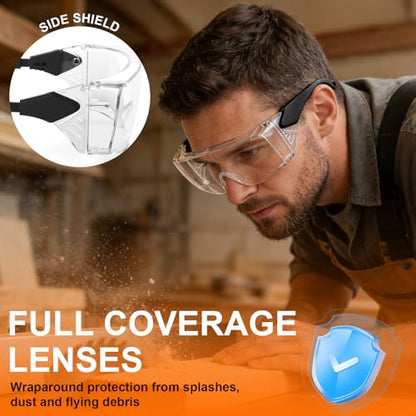 OXG Anti Fog Safety Glasses, ANSI Z87.1 Protective Eyewear with Side Shields, UV Protection Lens, Adjustable Temples - color: 2 Pack Clear