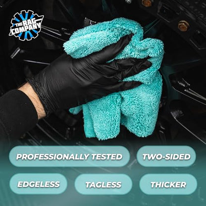 The Rag Company - The Creature Edgeless Microfiber Detailing Towels – 420GSM Professional Grade All-Purpose Cloths for Wax, Polish, & Sealant Removal, Teal, 16in x 16in (10-Pack) - color: Teal