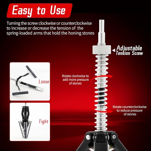 Cylinder Hone Tool, Adjustable Engine Cylinder Honing Tool for Grinding Holes from 2" to 7" in Diameter, Brake Piston Servicing Tools with Extra 3PC 4" Long Stones 220 Grit - size: 3pc 4"
