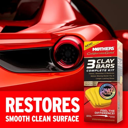 Mothers California Gold 3 Clay Bar Complete Kit, 3 80-gram Clay Bars, 07240 | Removes Contaminants, Restores Brilliance & Smoothness of Paint - style: Original Kit (3 bars)
