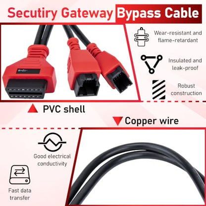 12+8 Pin Connector to OBD2 Adapter, 2.6FT Secutiry Gateway Bypass Cable, 12+8 Cable Suitable for Chrysler SGW Equipped FCA Vehicles for Diagnostic, Fit for Scanners MK808 MK808S MX808 MS906 Pro MS908S - size: 2.6 FT