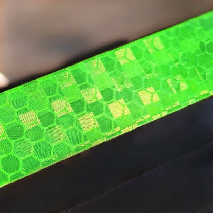 Heavy Duty 13 lb Rubber Wheel Chock with Spring Handle & Iron Ring, 3 Fluorescent Green Reflective Strips, Triangular Non-Slip for Trucks, RVs, Aircraft (Green 1 Pc) | Constructed from superior EPDM rubber, outperforming standard or recycled rubber. - col