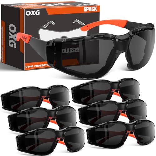 OXG Safety Glasses for Men, ANSI Z87.1 Anti-Fog Impact Resistant Protective Eyewear, Foam Gasket, UV400 Protection - color: 6-black-orange