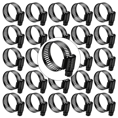 Dianrui 30 PCS Black Hose Clamps 1/4"–1/2" (6-12mm) 304 Stainless Steel Worm Gear Fuel Line Hose Pipe Clamps for Fuel Line, Plumbing, Intercooler and Tube - color: Black, size: 1/4"–1/2"30PCS