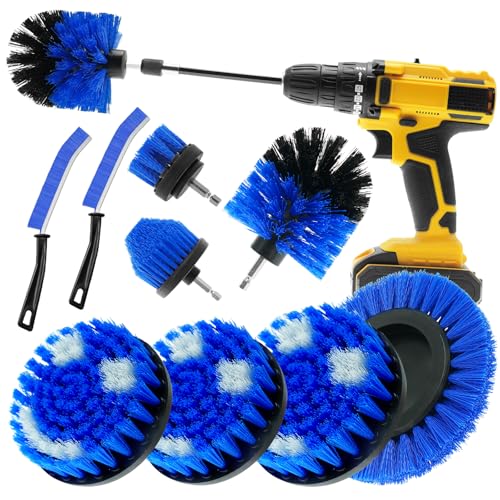 10 Pack Drill Brush Attachment Set, Drill Scrubber Brush Kit, Drill Cleaning Brush, Scrub Brush for Grout Floor Tub Shower Bathtub Tile Sink Toilet Bathroom Kitchen Car Blue - color: Blue